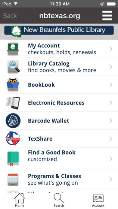 Emulate iPhone app New Braunfels Public Library using MyAndroid Emulate iPhone app New Braunfels Public Library using MyAndroid