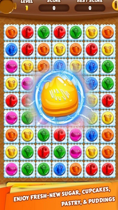 Emulate iPhone app New Candy Mania Sweet - Puzzle Match using MyAndroid
