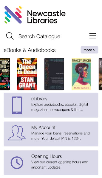 Emulate iPhone app Newcastle Libraries Australia using MyAndroid