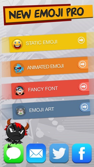 Emulate iPhone app New Emoji Pro - Animated Emojis Icons, Fonts and Cartoons - Emoticons Keyboard Art using MyAndroid