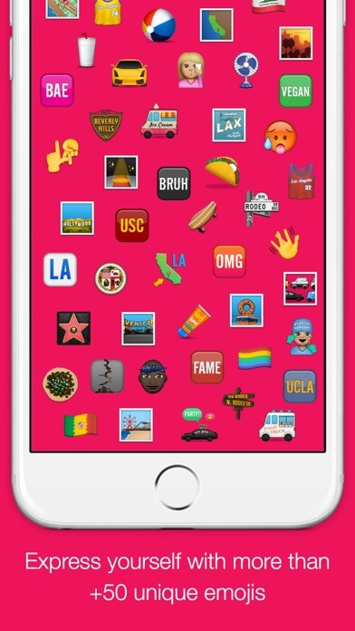 Emulate iPhone app New Emojis - Extra Emoji Stickers Free! (Life in LA) using MyAndroid