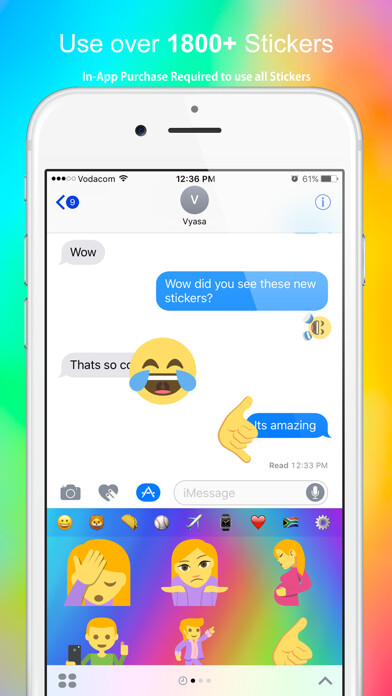 Emulate iPhone app New Emoji Stickers Pro for iMessage using MyAndroid