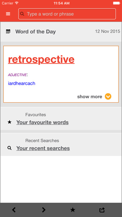 Emulate iPhone app New English-Irish Dictionary using MyAndroid
