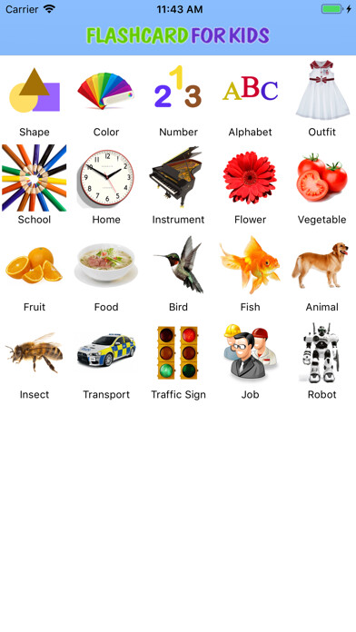 Emulate iPhone app New flash card for kids using MyAndroid