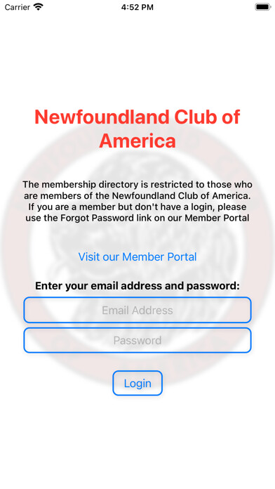 Emulate iPhone app Newfoundland Club of America using MyAndroid Emulate iPhone app Newfoundland Club of America using MyAndroid