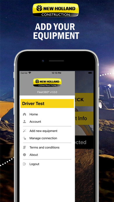 Emulate iPhone app NEW HOLLAND Fleet 360° using MyAndroid