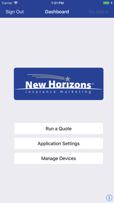 Emulate iPhone app New Horizons Quoting Tool using MyAndroid