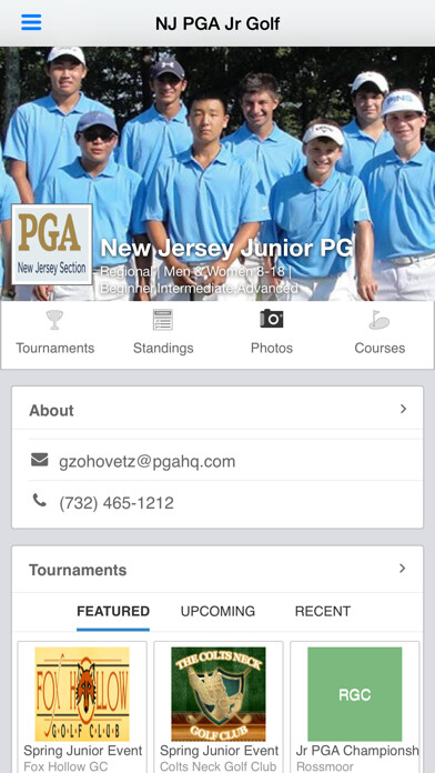 Emulate iPhone app New Jersey PGA Junior Tour using MyAndroid