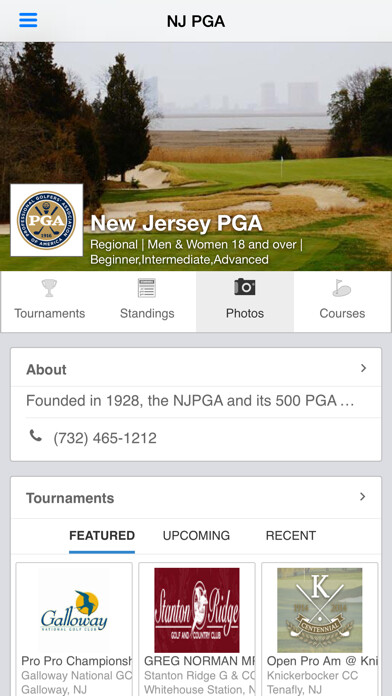 Emulate iPhone app New Jersey Section PGA using MyAndroid