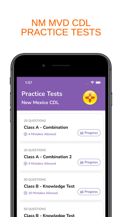 Emulate iPhone app New Mexico NM CDL Permit Prep using MyAndroid Emulate iPhone app New Mexico NM CDL Permit Prep using MyAndroid