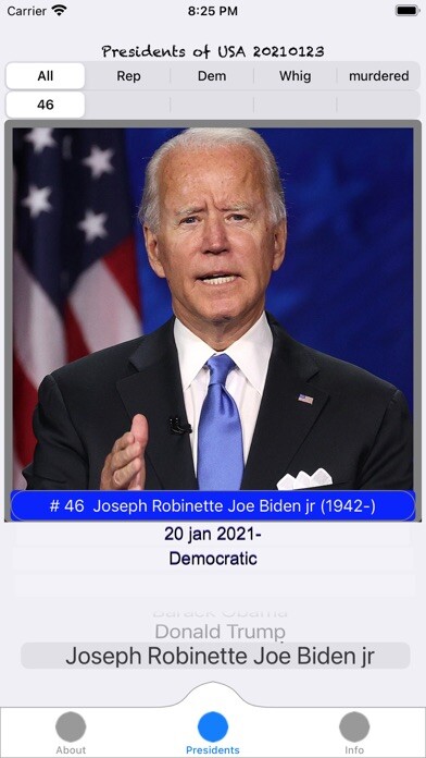 Emulate iPhone app New/old Presidents using MyAndroid