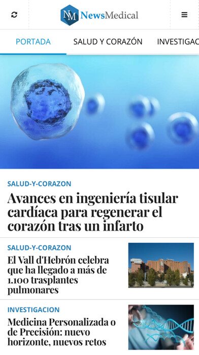 Emulate iPhone app NewsMedical using MyAndroid