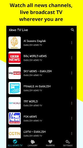 Run android online APK News TV Live - World channels from MyAndroid or emulate News TV Live - World channels using MyAndroid