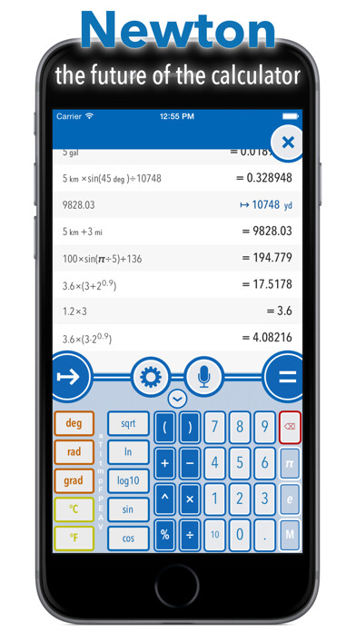 Emulate iPhone app Newton - the future of the calculator using MyAndroid