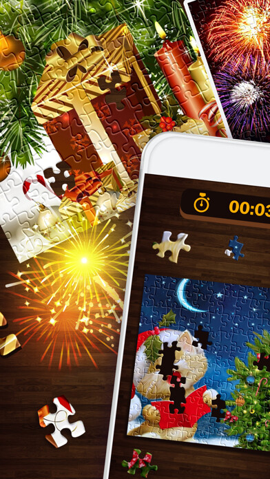 Emulate iPhone app New Year Puzzle Free – Christmas Jigsaw Puzzles HD using MyAndroid