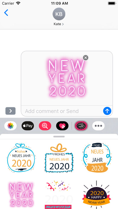 Emulate iPhone app New Year Stickers For WA using MyAndroid