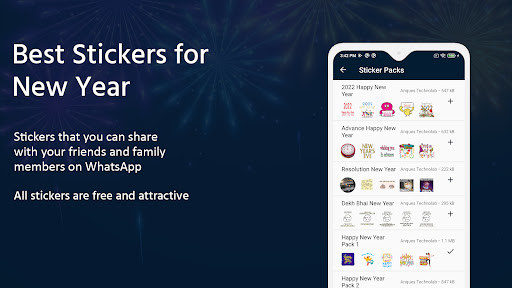 Run android online APK New Year WhatsApps Stickers from MyAndroid or emulate New Year WhatsApps Stickers using MyAndroid
