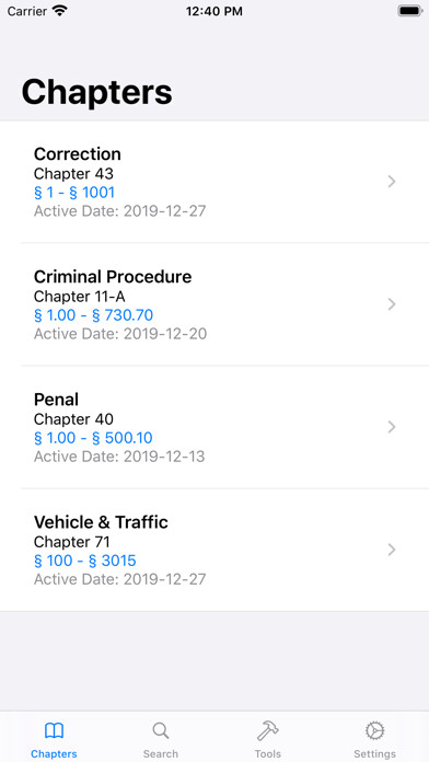 Emulate iPhone app New York Criminal Law using MyAndroid