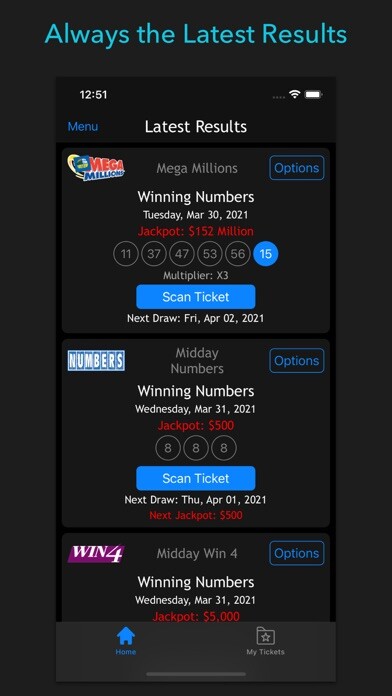 Emulate iPhone app New York Lottery Scan & Result using MyAndroid