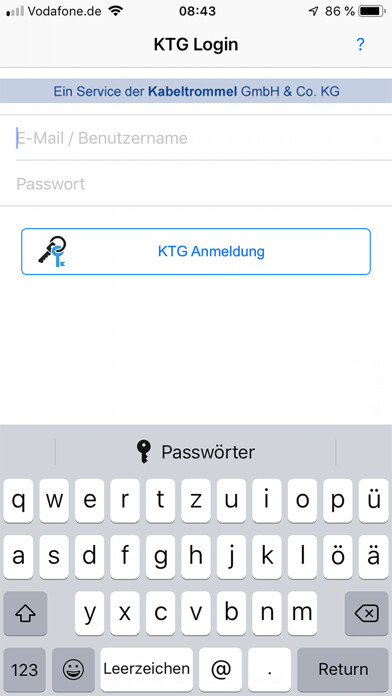 Emulate iPhone app Nexans-KTG-Freimeldung using MyAndroid