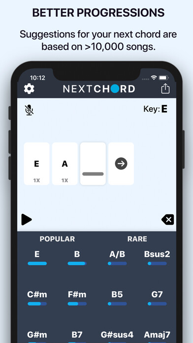 Emulate iPhone app NextChord: Chord Suggestions using MyAndroid