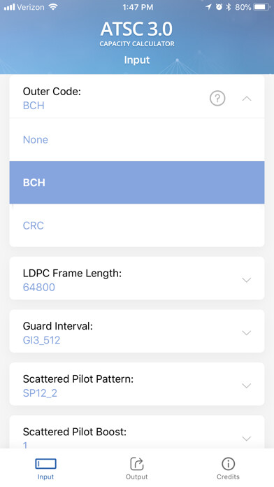 Emulate iPhone app NextGen TV Capacity Calculator using MyAndroid