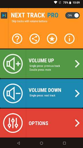 Run android online APK Next Track: Skip tracks with volume buttons from MyAndroid or emulate Next Track: Skip tracks with volume buttons using MyAndroid