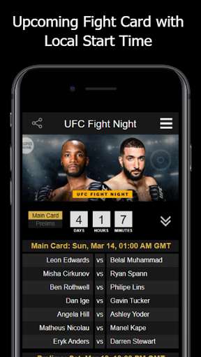 Run android online APK Next UFC - Upcoming UFC Event Guide from MyAndroid or emulate Next UFC - Upcoming UFC Event Guide using MyAndroid