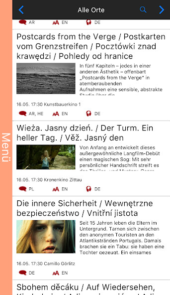 Emulate iPhone app NFF - Neisse Film Festival using MyAndroid