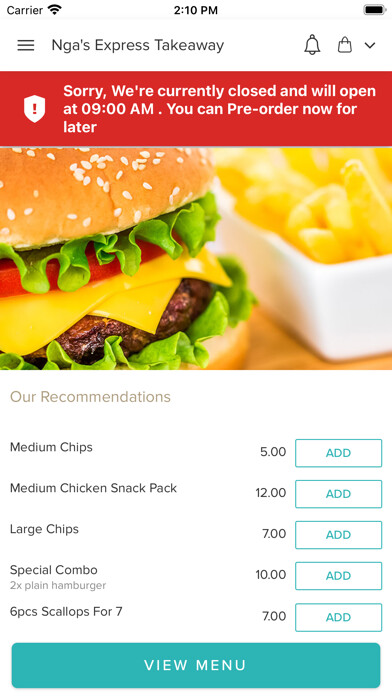 Emulate iPhone app Ngas Express Takeaway using MyAndroid