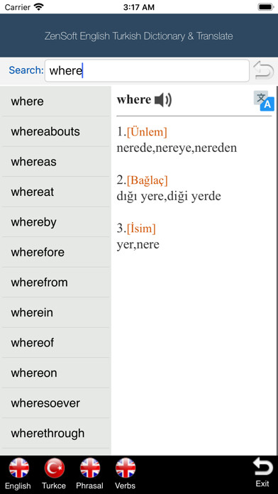Emulate iPhone app İngilizce Türkçe Sözlük Çeviri using MyAndroid
