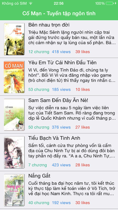 Emulate iPhone app Ngôn Tình Cố Mạn using MyAndroid
