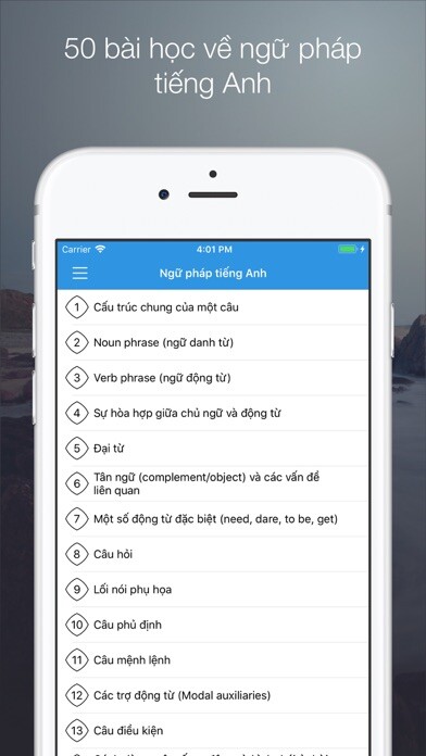 Emulate iPhone app Ngữ pháp tiếng Anh - Grammar using MyAndroid