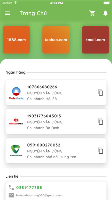 Emulate iPhone app nhaphang360 using MyAndroid