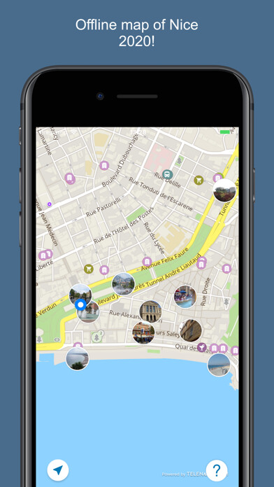 Emulate iPhone app Nice 2020 — offline map using MyAndroid
