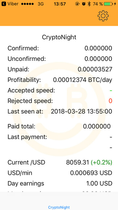 Emulate iPhone app NiceHash Watcher using MyAndroid