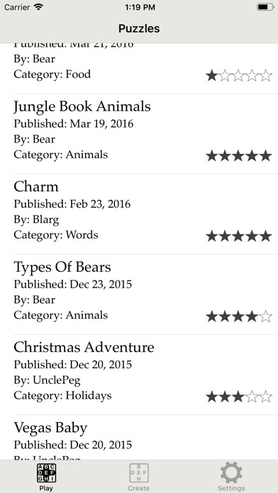 Emulate iPhone app Nice List Word Find using MyAndroid