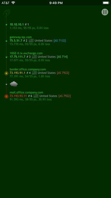 Emulate iPhone app Nice Trace - Traceroute using MyAndroid