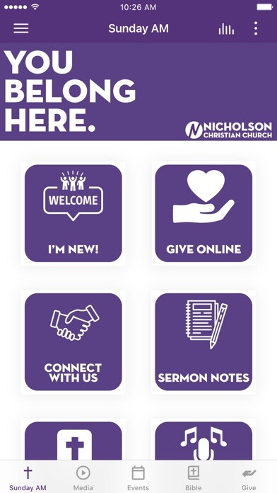 Emulate iPhone app Nicholson Christian Church using MyAndroid