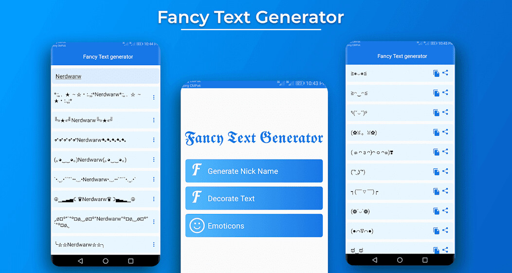 Run android online APK Nickname creator: Stylish text from MyAndroid or emulate Nickname creator: Stylish text using MyAndroid