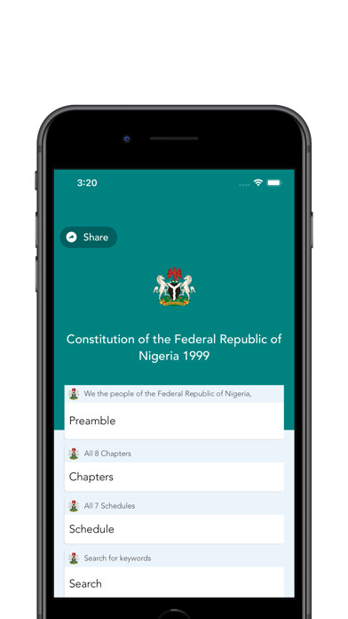 Emulate iPhone app Nigerian Constitution 1999 using MyAndroid