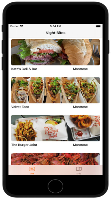 Emulate iPhone app Night Bites using MyAndroid