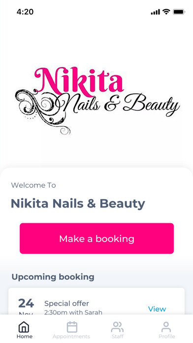 Emulate iPhone app Nikita Nails & Beauty using MyAndroid