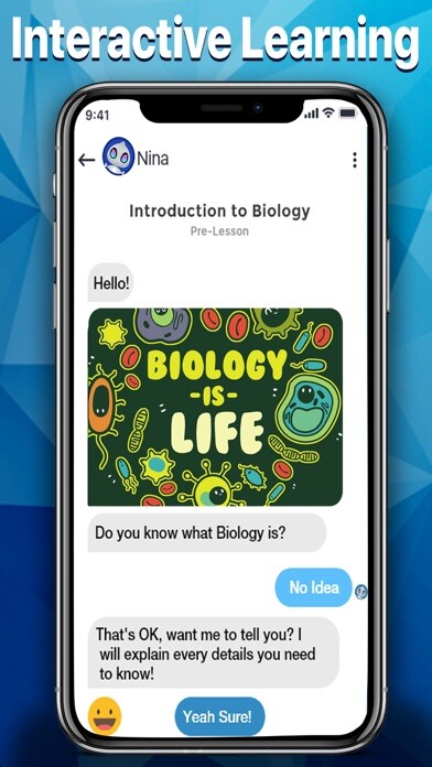 Emulate iPhone app Nina - Biology Chatbot using MyAndroid Emulate iPhone app Nina - Biology Chatbot using MyAndroid
