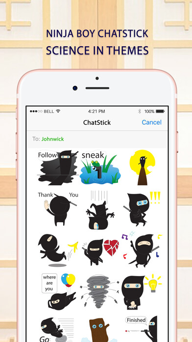 Emulate iPhone app Ninja boy Stickers for iMessage using MyAndroid Emulate iPhone app Ninja boy Stickers for iMessage using MyAndroid