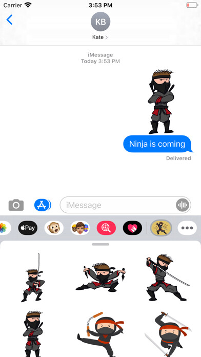 Emulate iPhone app Ninja Samurai Stickers using MyAndroid Emulate iPhone app Ninja Samurai Stickers using MyAndroid
