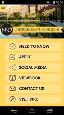 Emulate Android APK NKU Admissions