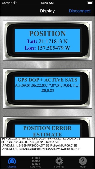 Emulate iPhone app NMEA Monitor using MyAndroid