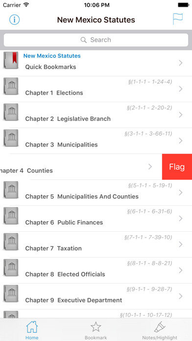 Emulate iPhone app NM Laws, New Mexico Statutes using MyAndroid
