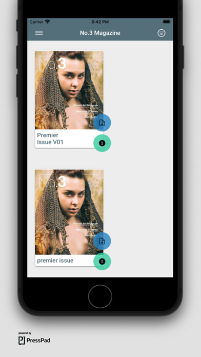 Emulate iPhone app No.3 Magazine app using MyAndroid